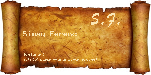 Simay Ferenc névjegykártya